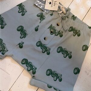 Kate Quinn Green Tractor Print Kids Shorts